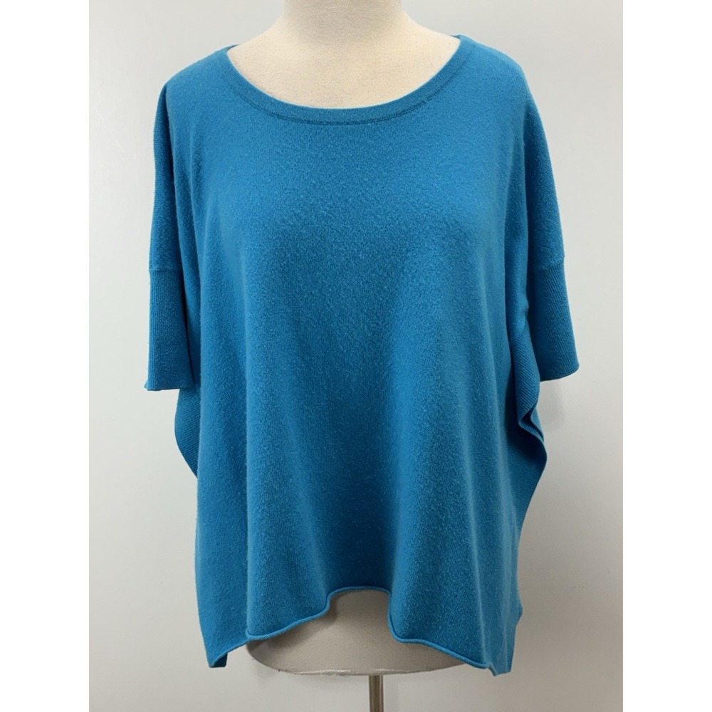 Neiman Marcus 100% Cashmere Sweater Womens M Aqua Blue Relaxed Fit Quiet Luxury
